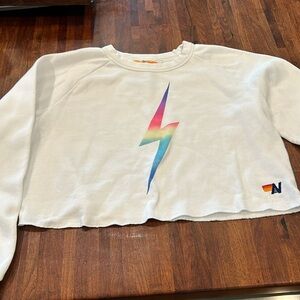 Cropped Aviator Nation lighting bolt sweatshirt